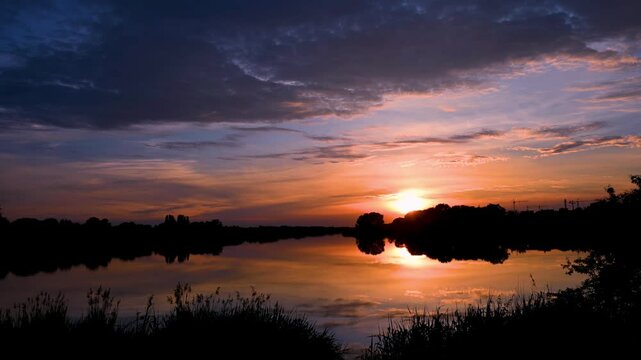quiet evening at sunset by the lake