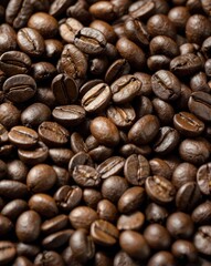 Close-up view of roasted coffee beans