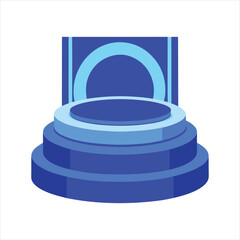 Blue Round Podium Stage Vector Illustration