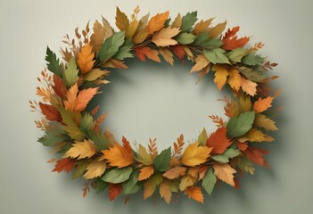 digital painting of a large green wreath made of dried leaves