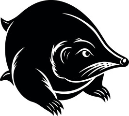 Mole Head in Underground Chrome Style on White Background Shallotte