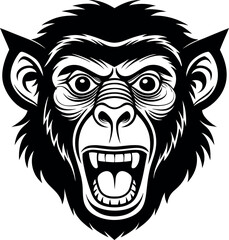 Monkey Face in Fun Y2K Chrome on White Background Shallotte