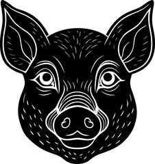 Pig Head in Y2K Silver Pink Shine on White Background Shallotte