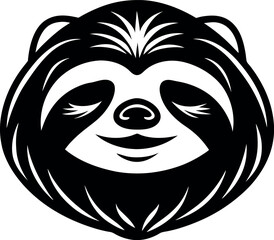 Sloth Face in Sleepy Soft Chrome on White Background Shallotte