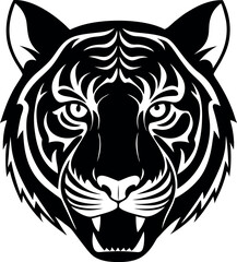 Tiger Head with Neon Chrome Glow on White Background Shallotte