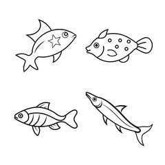 line art of  sea fish bundle design (1)