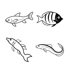 line art of  sea fish bundle design (1)