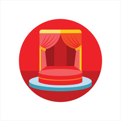 Red Podium on Circular Stage with Curtain Vector
