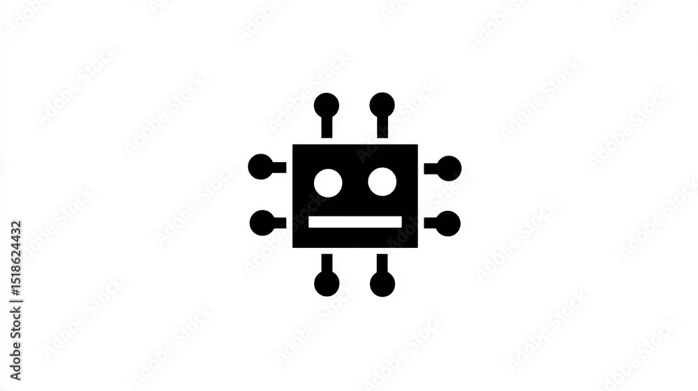Poster simple minimalist black robot icon digital art graphic design element technology illustration modern