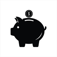 Piggy Bank Icon - Monochrome Savings Finance Vector