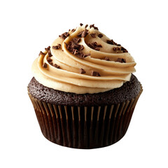 Chocolate cupcake with frosting isolated on transparent background