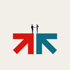 Business agreement and negotiation vector concept. Symbol of merger, acquisition, growth and success. Minimal design eps10 illustration.