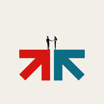 Business agreement and negotiation vector concept. Symbol of merger, acquisition, growth and success. Minimal design eps10 illustration.