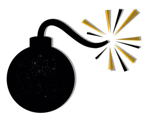 Vector illustration of a classic round black bomb with a lit fuse. A stylized symbol of danger, tension, countdown, risk, urgency, or explosive impact—perfect for metaphorical or literal concepts