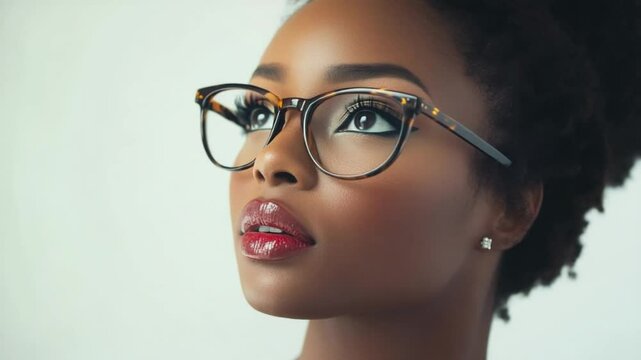Elegant Black Woman in Tortoise-Shell Glasses