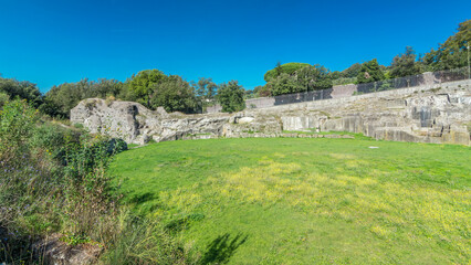 Fototapeta premium Anfiteatro Severiano in beautiful town of Albano Laziale timelapse hyperlapse, Italy