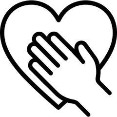 Obraz premium Minimalist vector icon of hand over heart