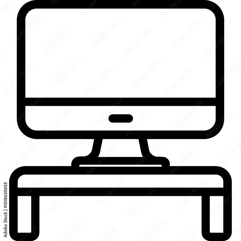 Poster clean vector icon of a desktop riser with monitor