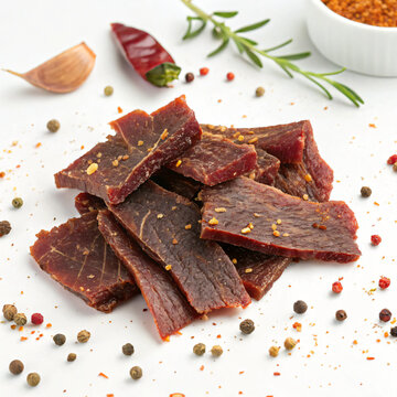 homemade jerky, isolated on white