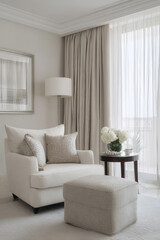 modern interior space featuring harmonious blend of light and dark colors showcasing contrasting textures and