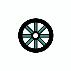 Fototapeta premium Circular wheel icon in modern flat design with teal accents 