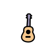 Cartoon guitar icon in flat design with simple colors  