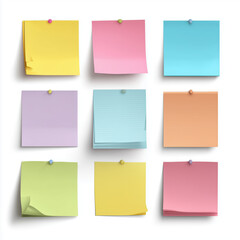 Colorful Sticky Notes Collection for Organization , white background cut out PNG