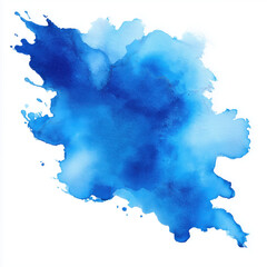 Obraz premium Abstract Blue Watercolor Splash Art , white background cut out PNG