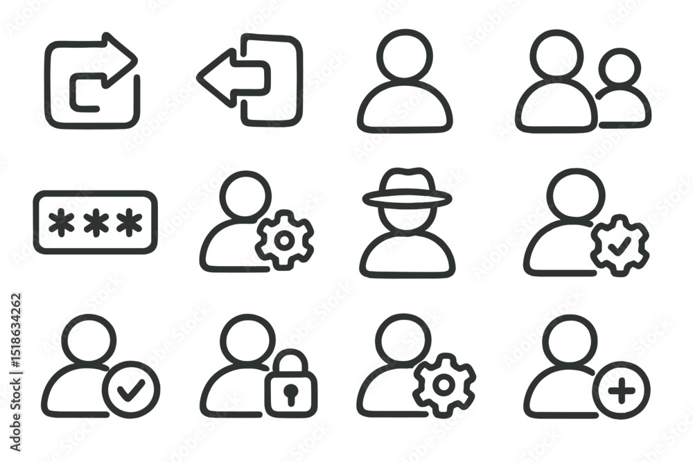 Poster simple user interface icons for security and profile settings