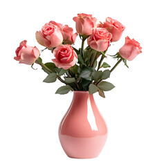 Vase with roses isolate on white background