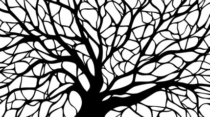 Obraz premium Black silhouette of tree branches on a white background