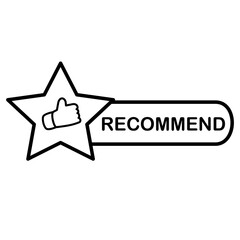 Obraz premium Star icon with thumbs up, with recommend label Simple design, ideal for showing recommendation, approval, high quality, or positive reviews, suitable for e-commerce websites, review apps, marketing