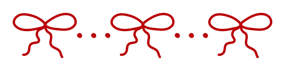 Vintage red bow with trailing ribbons and decorative dots in line. Classic decorative design element.