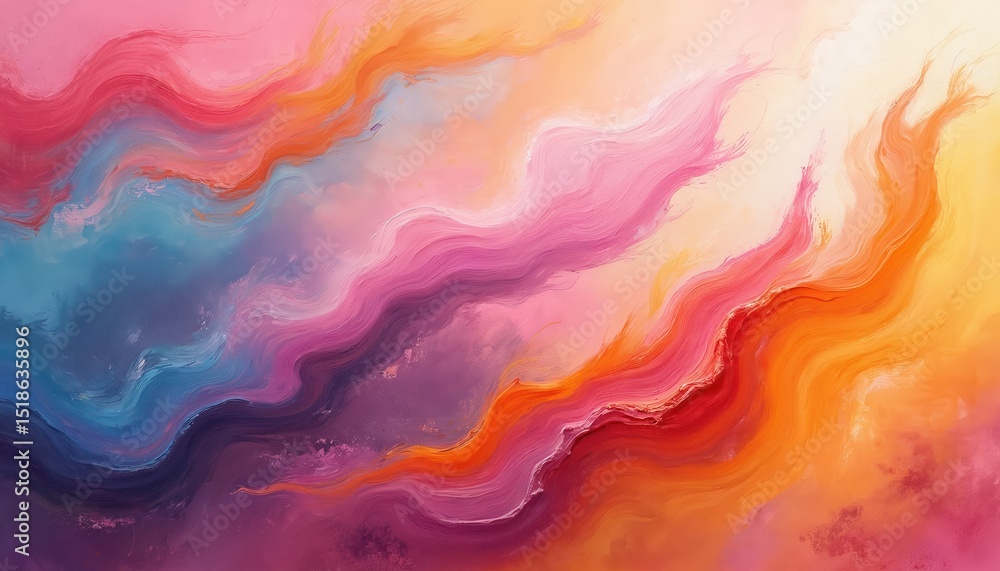 Poster abstract illustration with vibrant brush strokes, creating dynamic visual effect. bold, pastel color