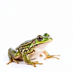 Obraz premium Colorful Frog on White Background with Detailed Patterns and Features