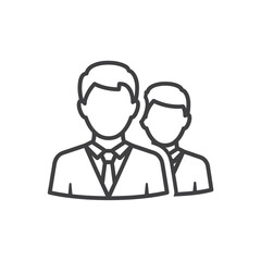 Line Art Icon of Two Business People or Team Members