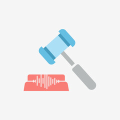 Auction Gavel and Sound Block with Soundwave Icon
