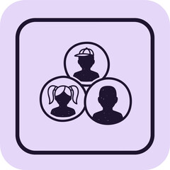 Customer Segment Icon with Diverse User Avatars in Circles