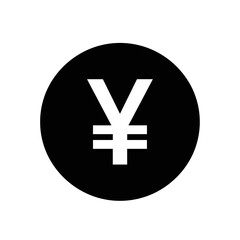 Obraz premium Yen or Yuan Currency Symbol Icon (White on Black Circle)