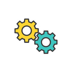 Interlocking Yellow and Teal Gears Icon for Settings or Process