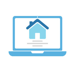 Online Real Estate Listing on Laptop Screen Icon (Blue)