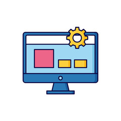 Computer Monitor with Web Page Layout and Settings Gear Icon