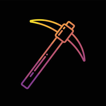 Gradient Color Pickaxe Icon on Black Background