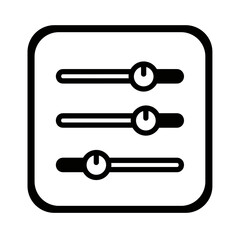 Settings or Adjustment Sliders Control Panel Icon (Outline)