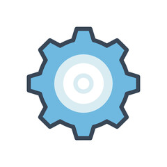 Blue Gear Icon with Concentric Circles for Settings or Configuration