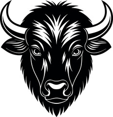 Bison Face in Wild Shiny Vector Shallotte on White Background
