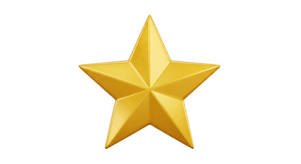 Professional 3D Render of Generic Yellow Star Emoji with Smooth Metallic Gold Texture Isolated on White Background