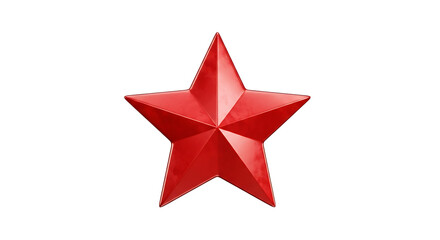 Professional 3D Render of Generic Red Star Emoji with Smooth Metallic Gold Texture Isolated on White Background