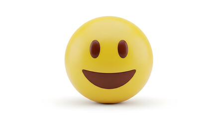 Fototapeta premium Professional 3D Render of Generic Smiling Face Emoji with Smooth Yellow Plastic Texture Isolated on White Background