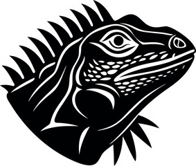 Iguana Head in Tropical Shiny Chrome Shallotte on White Background